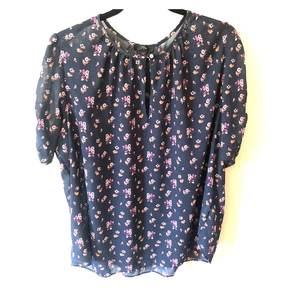 J. Crew ruched sleeve top in ditzy floral